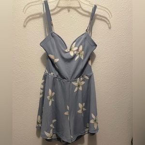 Blue floral romper